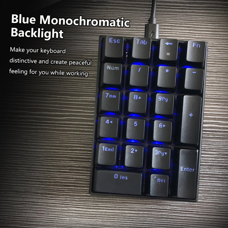 Mechanical Keyboard: Black, OUTEMU Blue Switch, Type-C Bidirectional Plug - Plug And Play, Compact Numeric Keypad For Gaming, Typing, Laptop Users, Cashier Desks, Banks - Image 2
