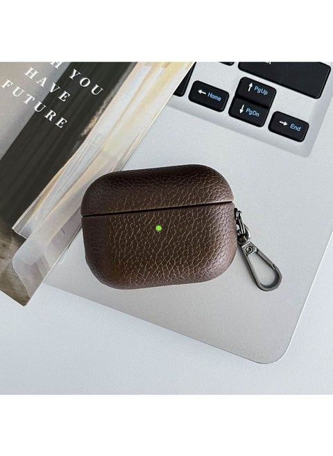 Suitable For Airpodspro For Apple Noise Reduction Bluetooth Headset All-inclusive Leather Case Easy To Carry Good Feel Earphone Case-Color:Brown-Applicable Model:Airpods Generation 3