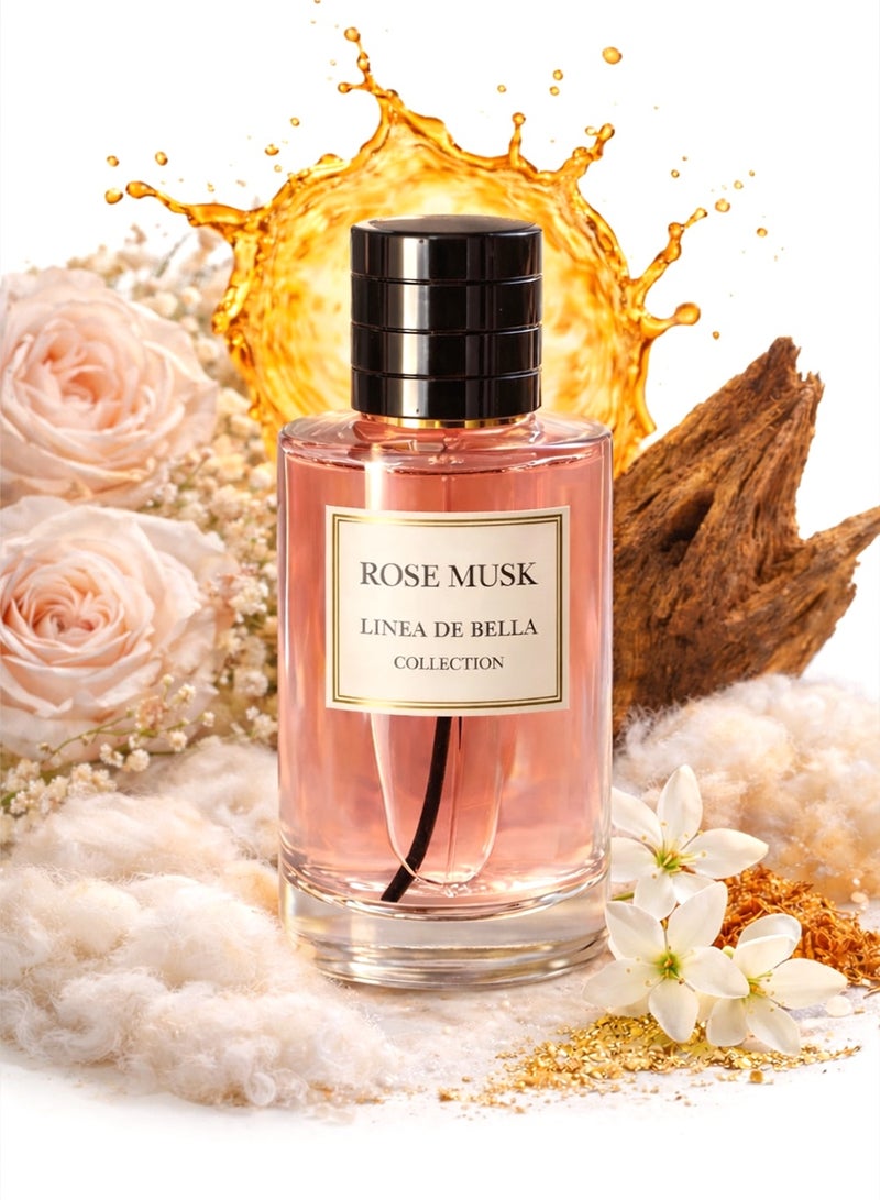 Linea De Bella Rose Musk Eau De Parfum 100ML | Long Lasting Rose Perfume for Women with Musk & Powdery Notes - Image 1