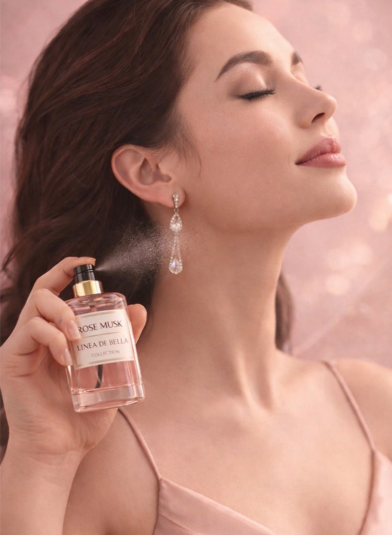 Linea De Bella Rose Musk Eau De Parfum 100ML | Long Lasting Rose Perfume for Women with Musk & Powdery Notes - Image 3