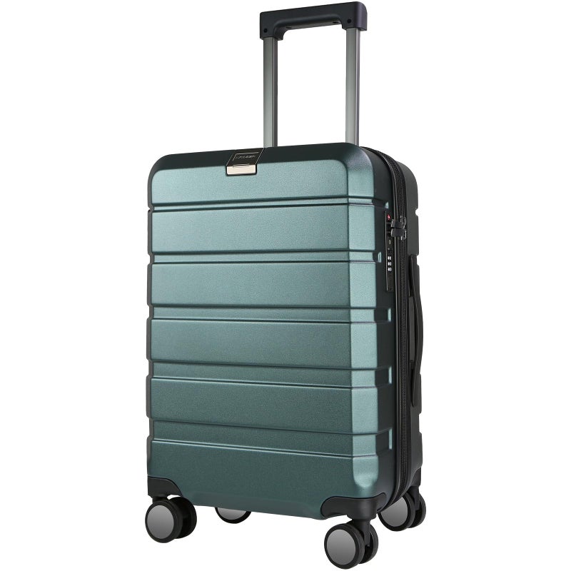 KROSER Hardside Expandable Carry On Luggage with Spinner Wheels & Built-in TSA Lock, Durable Suitcase Rolling Luggage with USB Port, Carry-On 20-Inch, Dark Green - Image 1