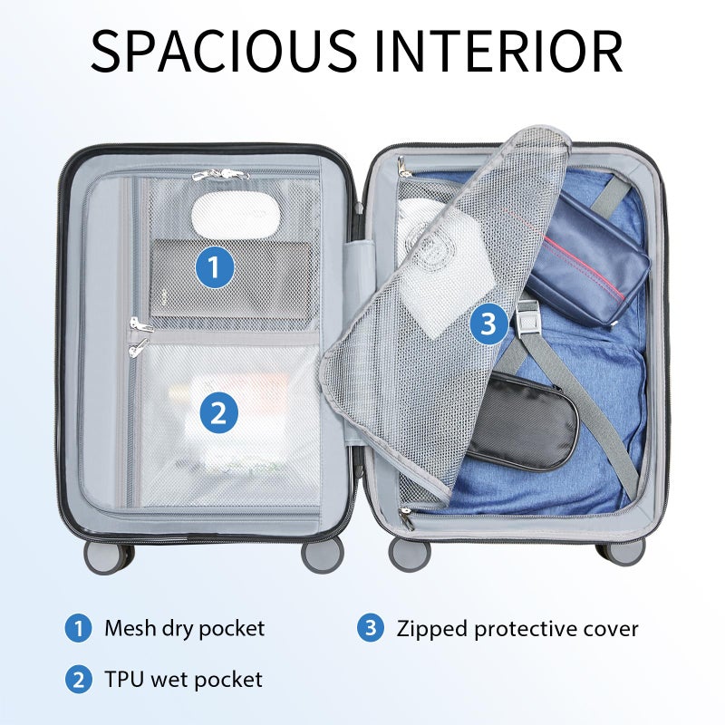 KROSER Hardside Expandable Carry On Luggage with Spinner Wheels & Built-in TSA Lock, Durable Suitcase Rolling Luggage with USB Port, Carry-On 20-Inch, Dark Green - Image 3