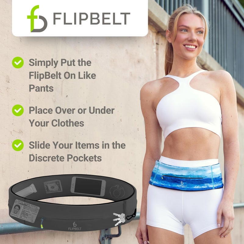 FlipBelt Zipper Running Belt, Waist Pack for Fitness and Running Fanny Pack for Women Men Phone Keys Money US Company - [Carbon] - [Large] - Image 5