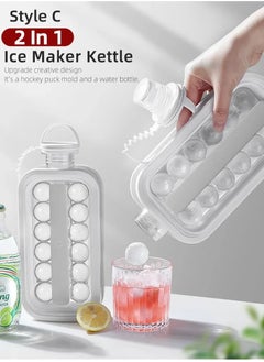 Ice Cube Trays 2 in 1 Portable Ice Ball Maker Kettle With 17 Grids Flat Body Lid Cooling Ice Pop/Cube Molds For  Cocktail ,Coffee , Juice, Water