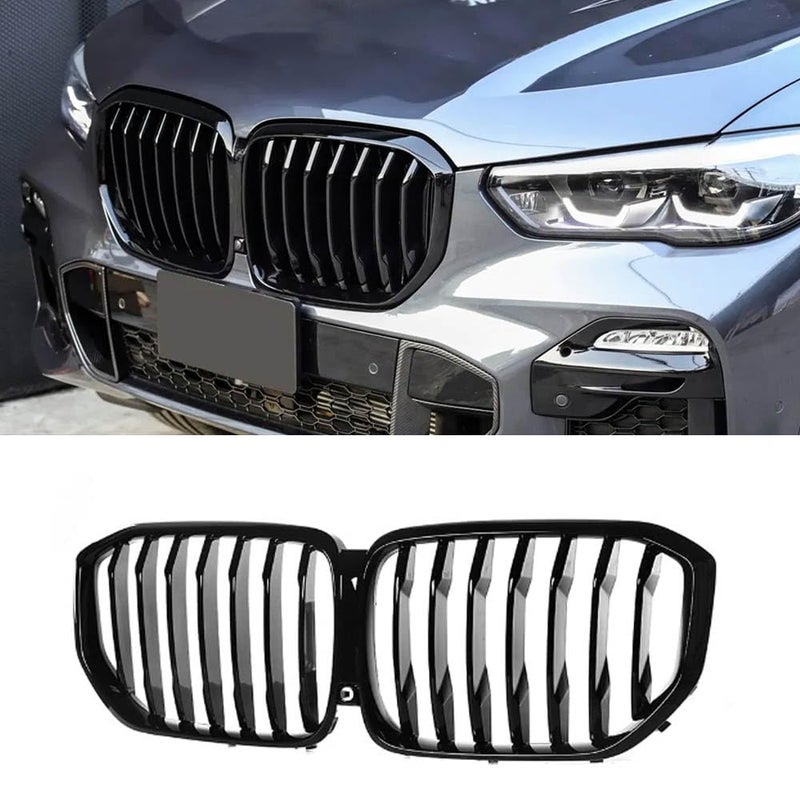 شبكة أمامية بديلة MAXDOM تناسب BMW 2019-2023 X5 G05 باللون الأسود اللامع مع شريحة واحدة من ABS