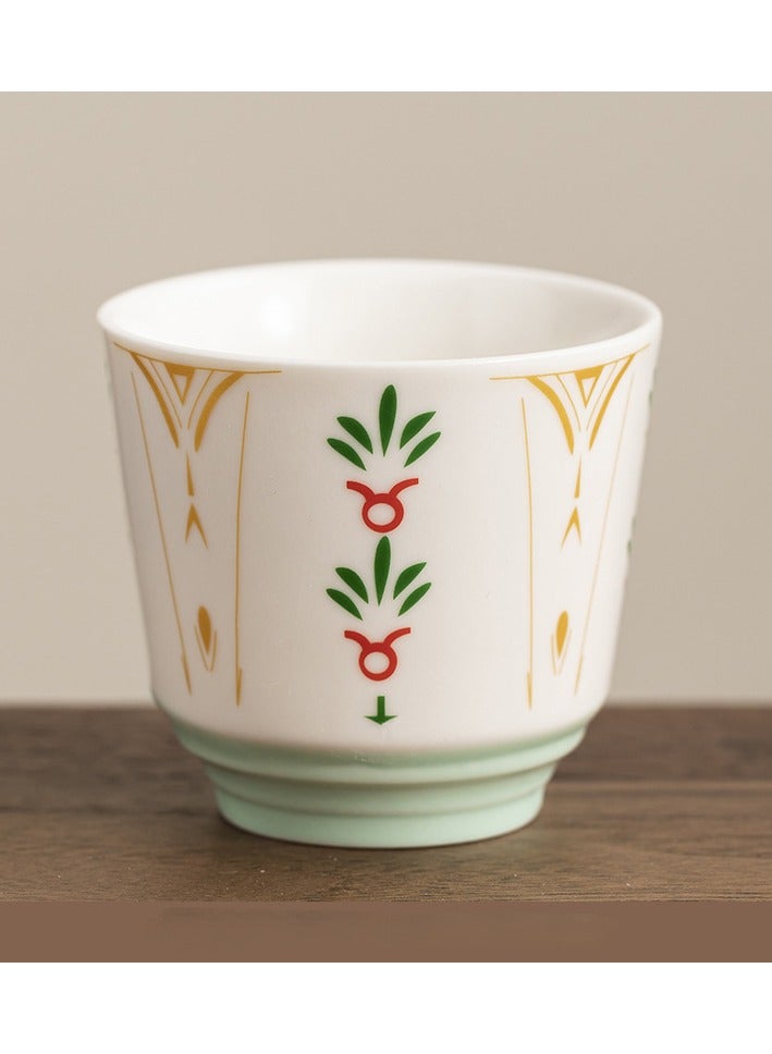 Vintage Floral Ceramic Tea Cup, Reusable Espresso Mug for Coffee & Tea Lovers, 1 Pcs, 150ml, green  - Image 1