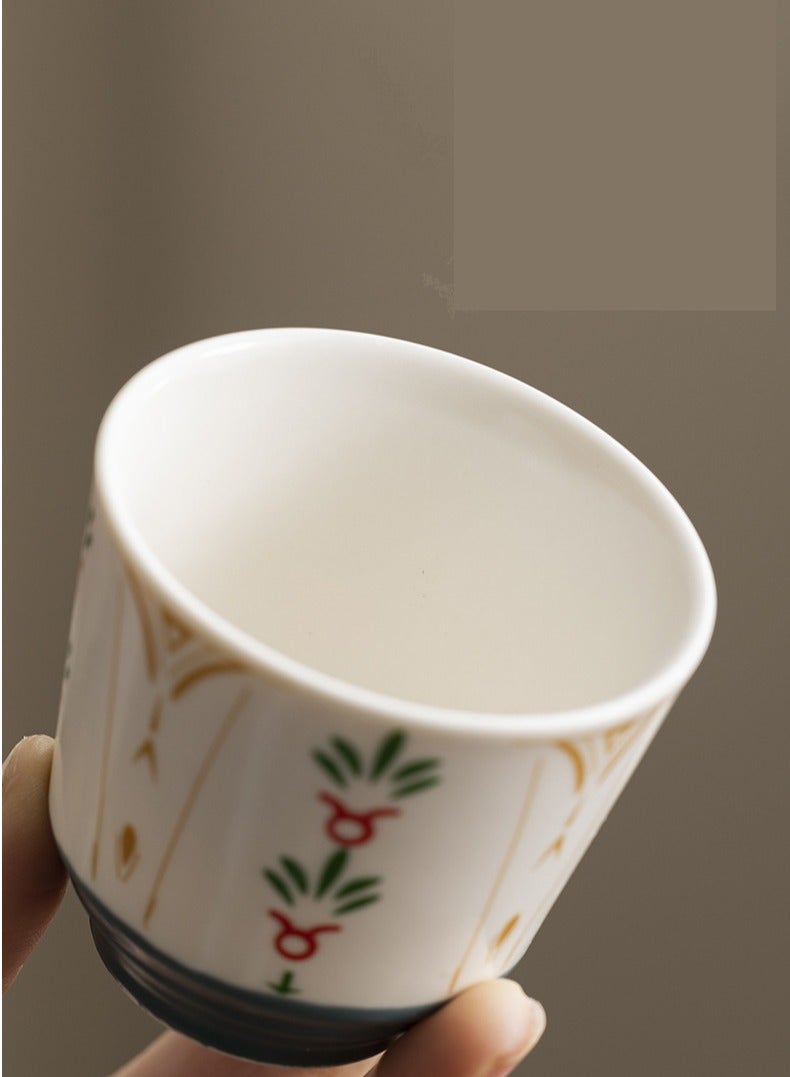 Vintage Floral Ceramic Tea Cup, Reusable Espresso Mug for Coffee & Tea Lovers, 1 Pcs, 150ml, green  - Image 2
