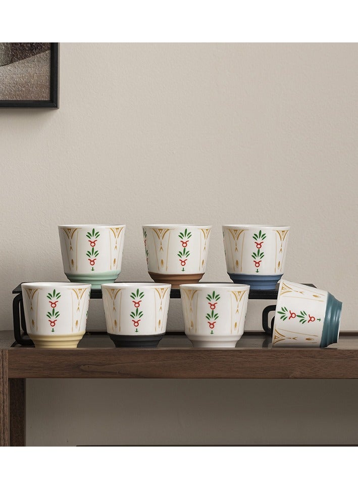 Vintage Floral Ceramic Tea Cup, Reusable Espresso Mug for Coffee & Tea Lovers, 1 Pcs, 150ml, green  - Image 4