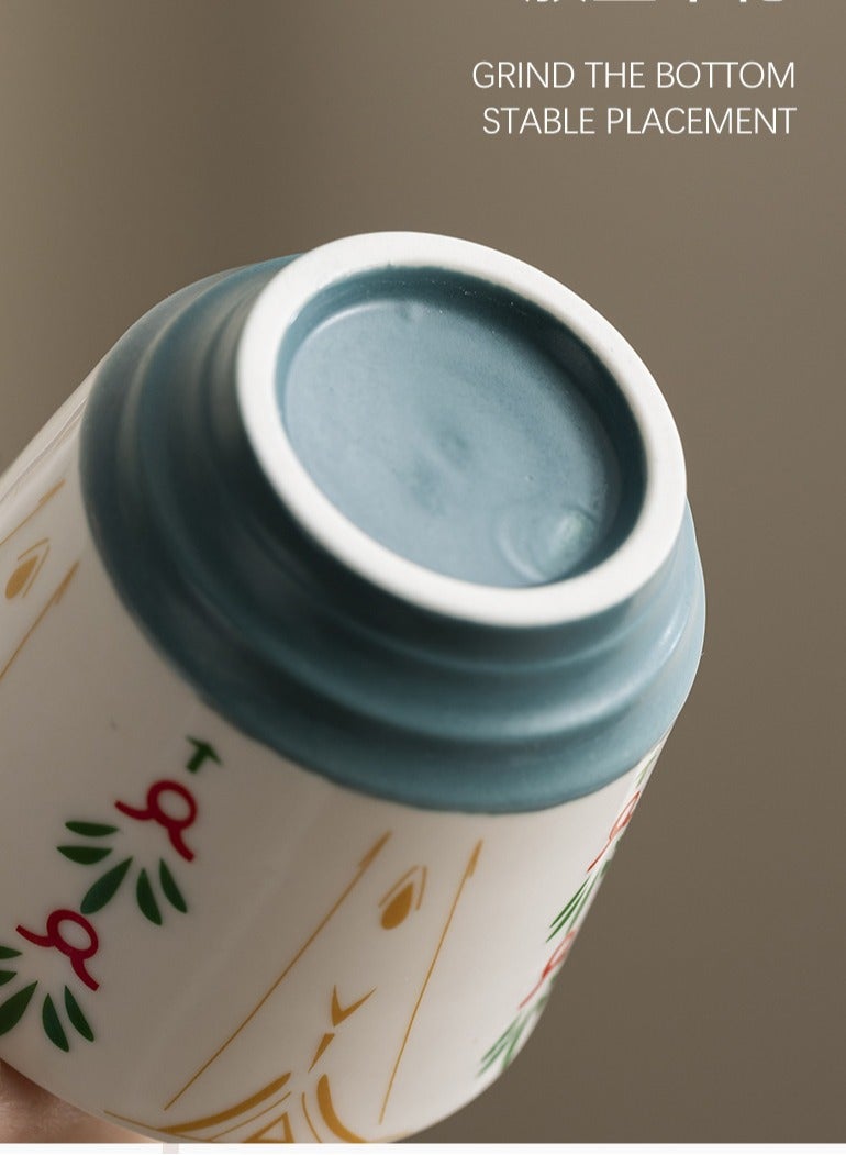 Vintage Floral Ceramic Tea Cup, Reusable Espresso Mug for Coffee & Tea Lovers, 1 Pcs, 150ml, green  - Image 3