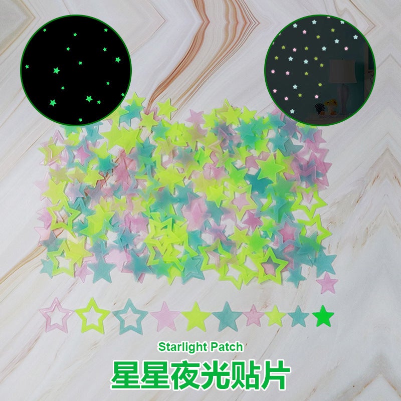 Star Luminous Wall Decoration Patch 3D Luminous Stereo Wall Sticker Fluorescent Sticker Star Decoration 100Pcs Outfit Manufacturer - Image 2