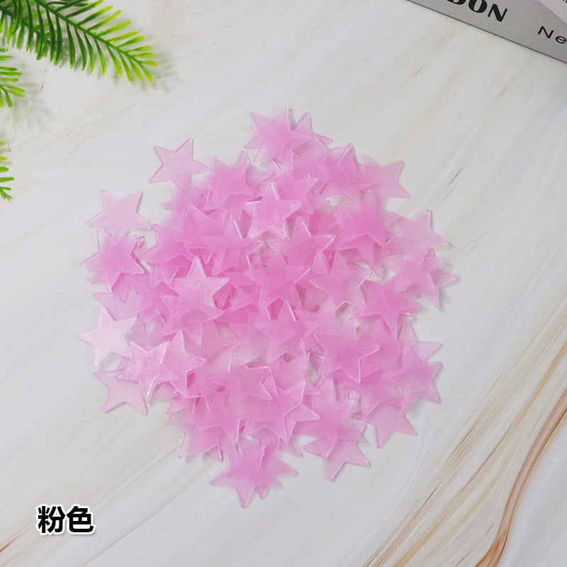 Star Luminous Wall Decoration Patch 3D Luminous Stereo Wall Sticker Fluorescent Sticker Star Decoration 100Pcs Outfit Manufacturer - Image 1