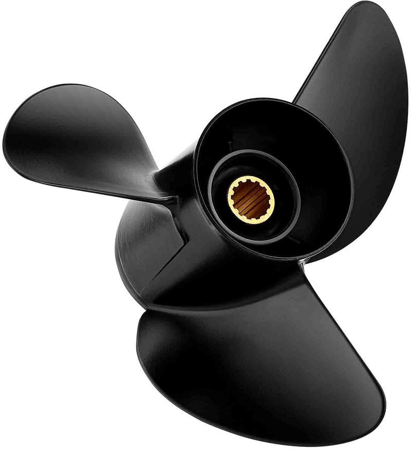 FYMP 10.25 x 14/15/16-G Polished/Black Stainless Steel Boat Outboard Propeller for Yamaha Engines 40-60hp - Image 1