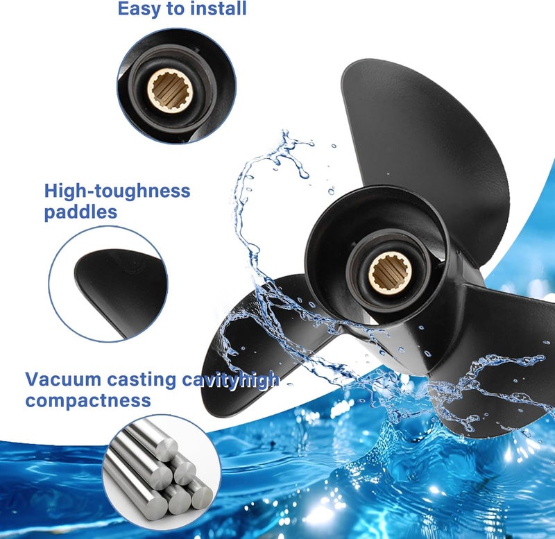 FYMP 10.25 x 14/15/16-G Polished/Black Stainless Steel Boat Outboard Propeller for Yamaha Engines 40-60hp - Image 5