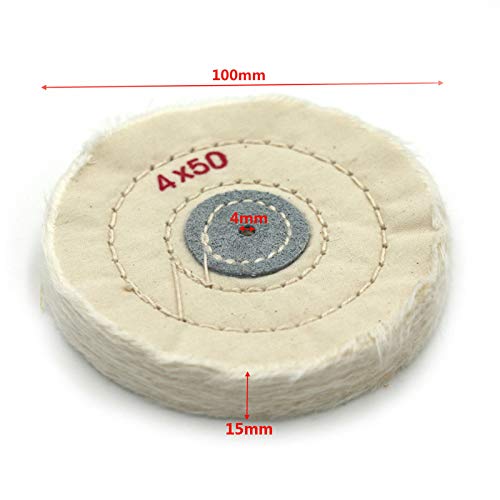 SWISSO 4 Inch Cloth Buffing Polishing Wheel Buffer Polish Grinder White Pad 4mm Arbor - Image 2