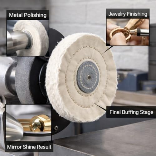 SWISSO 4 Inch Cloth Buffing Polishing Wheel Buffer Polish Grinder White Pad 4mm Arbor - Image 4