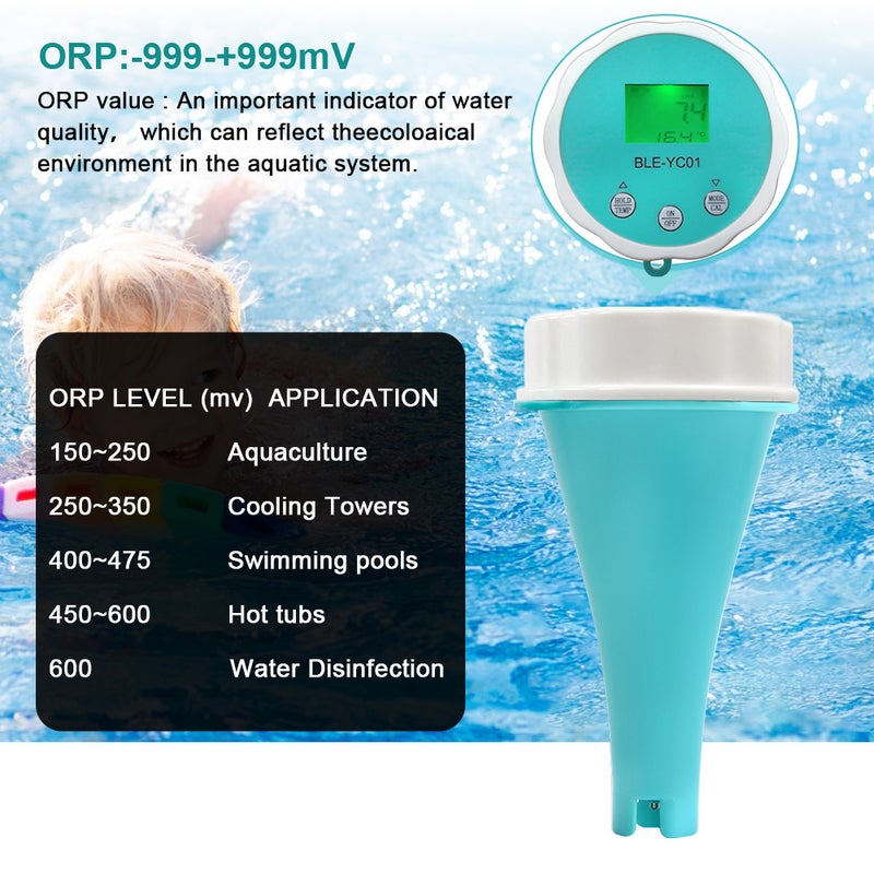 Portable Water Quality Detector 6 In 1 PH EC Total Dissolved Solids ORP Temperature Chlorine Multi-function Water Quality Tester BT Mobilephone APP Remote Viewing LCD with Backlight Display IP67 - Image 3