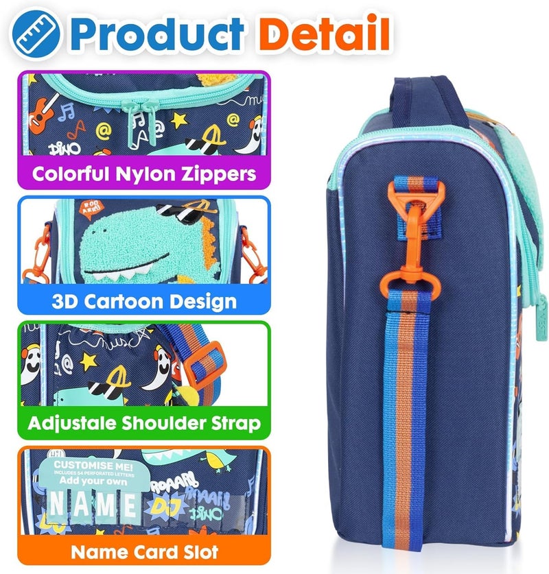 EXILOM حقيبة غداء للأطفال، حقيبة غداء للفتيات والفتيان، حقيبة غداء عازلة حرارياً، حقيبة للتوائم والمراهقين، حقيبة سفر مدرسية، حامل زجاجة ماء وعلبة غداء مع حزام قابل للتعديل - Image 4