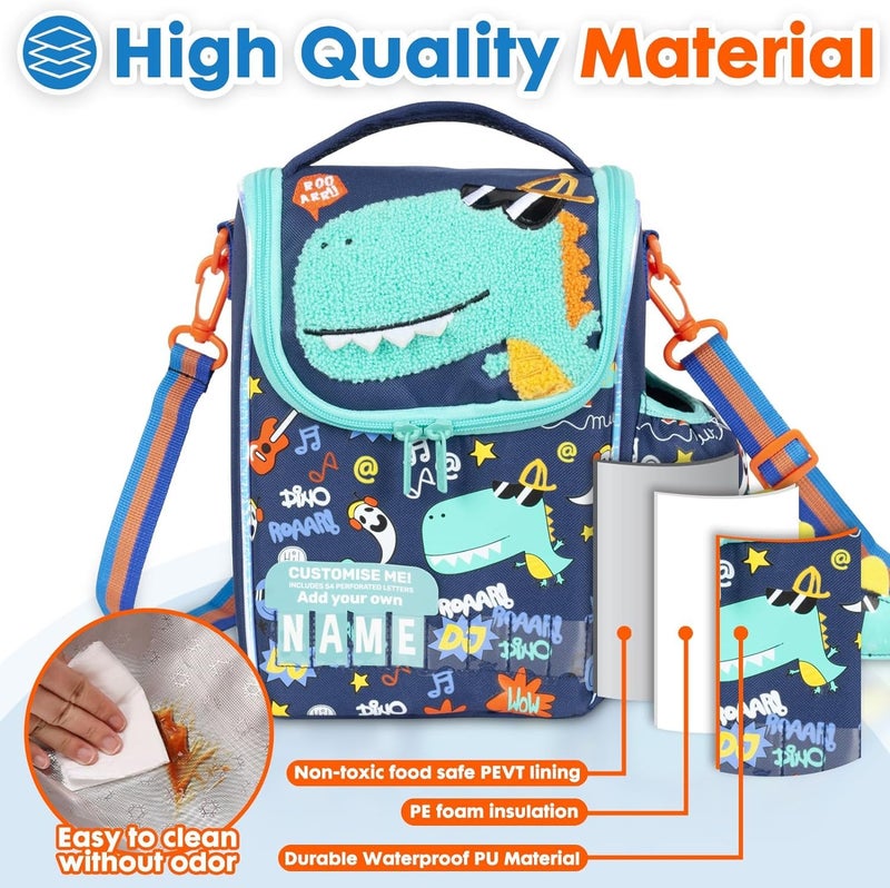 EXILOM حقيبة غداء للأطفال، حقيبة غداء للفتيات والفتيان، حقيبة غداء عازلة حرارياً، حقيبة للتوائم والمراهقين، حقيبة سفر مدرسية، حامل زجاجة ماء وعلبة غداء مع حزام قابل للتعديل - Image 3