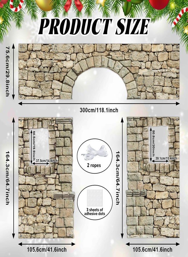 Oitnlaughter Nativity Bethlehem Porch Banners Bethlehem Cityscape Scene Door Decorations Nativity Christmas Story Scene Hanging Backdrop Porch Signs for Xmas Holiday Party Church VBS Photo Booth Prop Supplies - Image 2