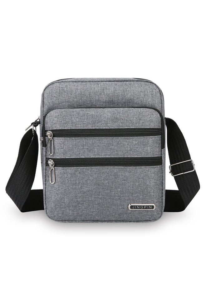 Business Bag Men's And Women's Nylon Wallet Canvas Charging Bag Cashier Shoulder Messenger Bag OxFord Cloth Bag Korean Style Shoulder Bag-Color:Vertical Multi-layer Gray  - Image 1