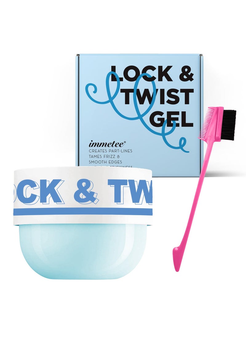 Immetee immetee Braiding Gel Twist and Lock Gel All Day Hold Edge Control Gel for Afro Hair Frizz Control Hair Gel with Brush 200g705Oz Blue 