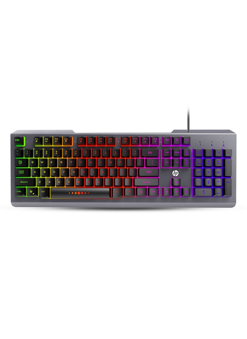 HP - K100 Wired RGB Gaming Keyboard, Mechanical Switches, Full Sized Keypad, Anti-Ghosting, Integrated Metal Panel - Image 1