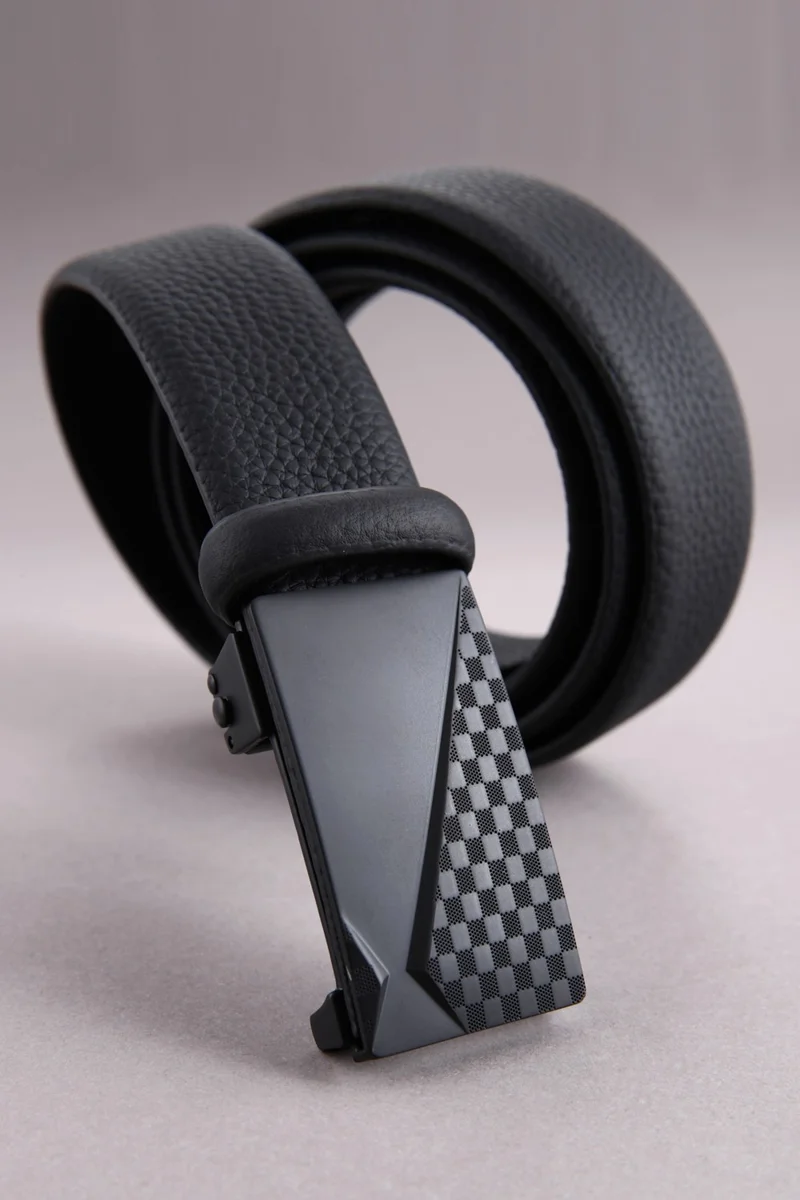 وليام بولو Williampolo Class Leather Men's Patterned Metal Buckle Belt