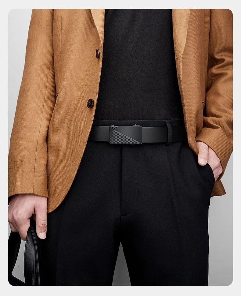 وليام بولو Williampolo Class Leather Men's Patterned Metal Buckle Belt
