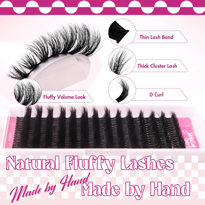 FADLASH Lash Clusters 100D Fluffy Eyelash Clusters 12-18mm Individual Lashes Cluster Eyelashâ€‚Extensions 3D Effect Wispy Thick Lash Extension Clusters (100D-0.07-D, 12-18mm) - Image 4