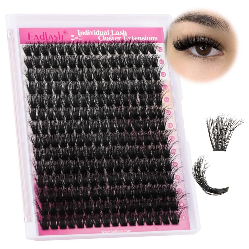FADLASH Lash Clusters 100D Fluffy Eyelash Clusters 12-18mm Individual Lashes Cluster Eyelashâ€‚Extensions 3D Effect Wispy Thick Lash Extension Clusters (100D-0.07-D, 12-18mm) - Image 1