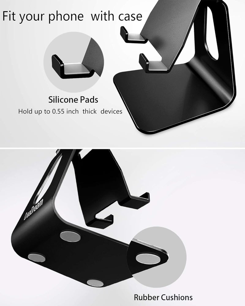 CreaDream Adjustable Cell Phone Stand, Phone Stand, Cradle, Dock, Holder, Aluminum Desktop Stand Compatible with Phone Xs Max Xr 8 7 6 6s Plus SE Charging, Accessories Desk,All Mobile Phones-Black - Image 5