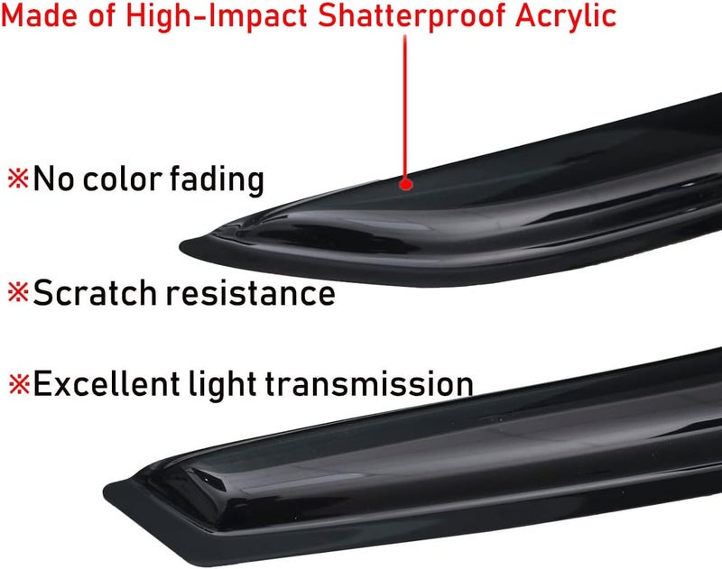 Lightronic WV94063 Tape-on Side Window Visor Deflector Rain Guard Set for 2008-2013 Toyota Highlander & Hybrid - Image 4