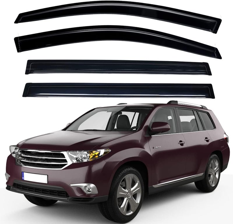 Lightronic WV94063 Tape-on Side Window Visor Deflector Rain Guard Set for 2008-2013 Toyota Highlander & Hybrid - Image 1