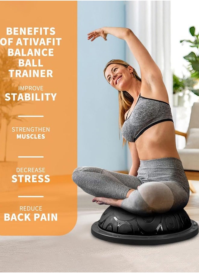 Garlo - Balance Ball Half Exercise Ball, Anti-Skid Balance Trainer Inflatable Yoga Ball for Home Gym, Workouts Core Strength Fitness Half Ball with Resistance Bands - Image 1
