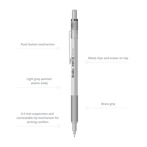 Scrikss 0.5mm Mechanical Clutch Lead Pen Pencil Light Gray Body Matri-X Series Eraser Included - Image 3