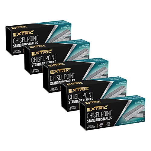 EXTRIC Staples Standard 5 Pack, Heavy Duty Chisel Point Standard Staples for Stapler 25,000 Pack 1/4 Inch, Jam Free Stapling - Image 1