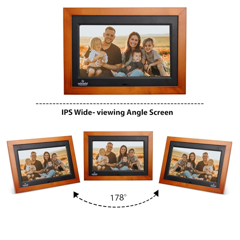 miracle digital 10" IPS Wooden Digital Photo Frame | 8GB Memory, 2GB RAM | High-Def Display, USB & SD Card Support | Slideshow, Video, Audio | 180° Wide Viewing Angle (Dark Wood) - Image 4
