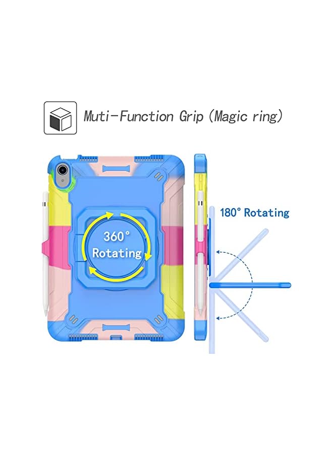 PROMASS Case For Ipad 10Th Generation 10.9 Inch 2022, Heavy Duty Hybrid Shockproof 360°Swivel Kickstand Anti Scratch Durable Protective Kids Case With Pencil Holder Shoulder Strap Case (Colorful3) - Image 4