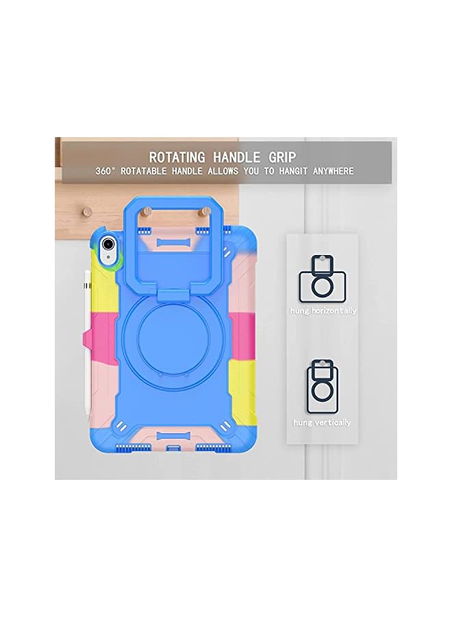 PROMASS Case For Ipad 10Th Generation 10.9 Inch 2022, Heavy Duty Hybrid Shockproof 360°Swivel Kickstand Anti Scratch Durable Protective Kids Case With Pencil Holder Shoulder Strap Case (Colorful3) - Image 3