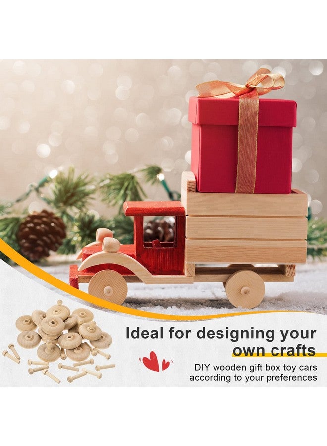 Civaner 36 Pack Wooden Wheels Toys Wooden Wheels For Crafts Toys Wooden Craft Wheels Wooden Mini Wheels With Axle Pegs For Crafts Diy Toy Cars Painting Colors Wood Working Pegboards (1.5 Inches Diameter) - Image 5