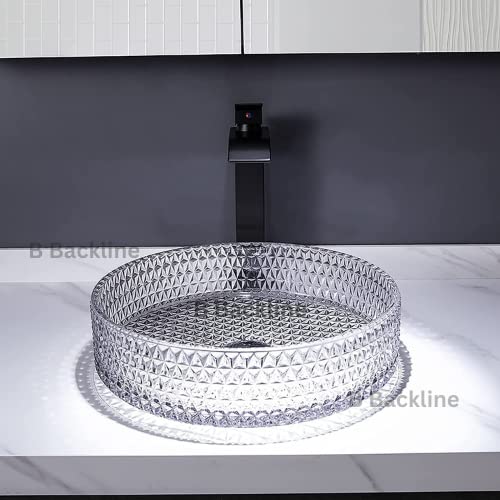 B Backline Luxury Glass Basin/Table Top Crystal Glass Wash Basin Counter Top Basin Vessel Sink Bathroom & Living Room 39 X 39 X 11 Cm - Image 5
