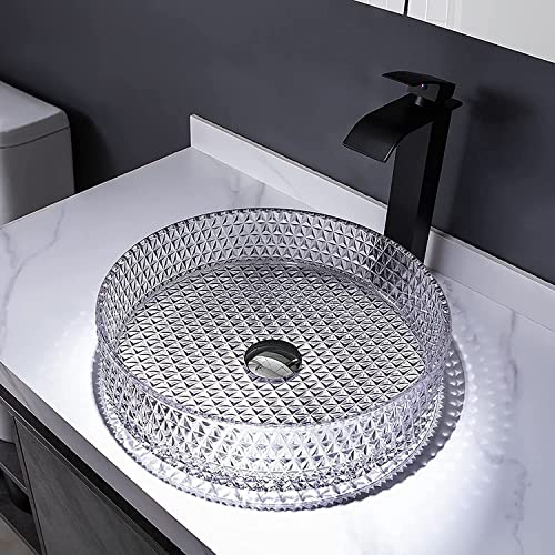 B Backline Luxury Glass Basin/Table Top Crystal Glass Wash Basin Counter Top Basin Vessel Sink Bathroom & Living Room 39 X 39 X 11 Cm - Image 1