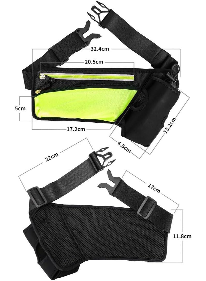 ChicAbode Running Waist Pack with Water Bottle Holder, Reflective Jogging Belt with Zipper Pockets and Headphone Hole, Adjustable Waterproof Waist Bag for Men and Women, for Fitness, Hiking, Training - Image 2