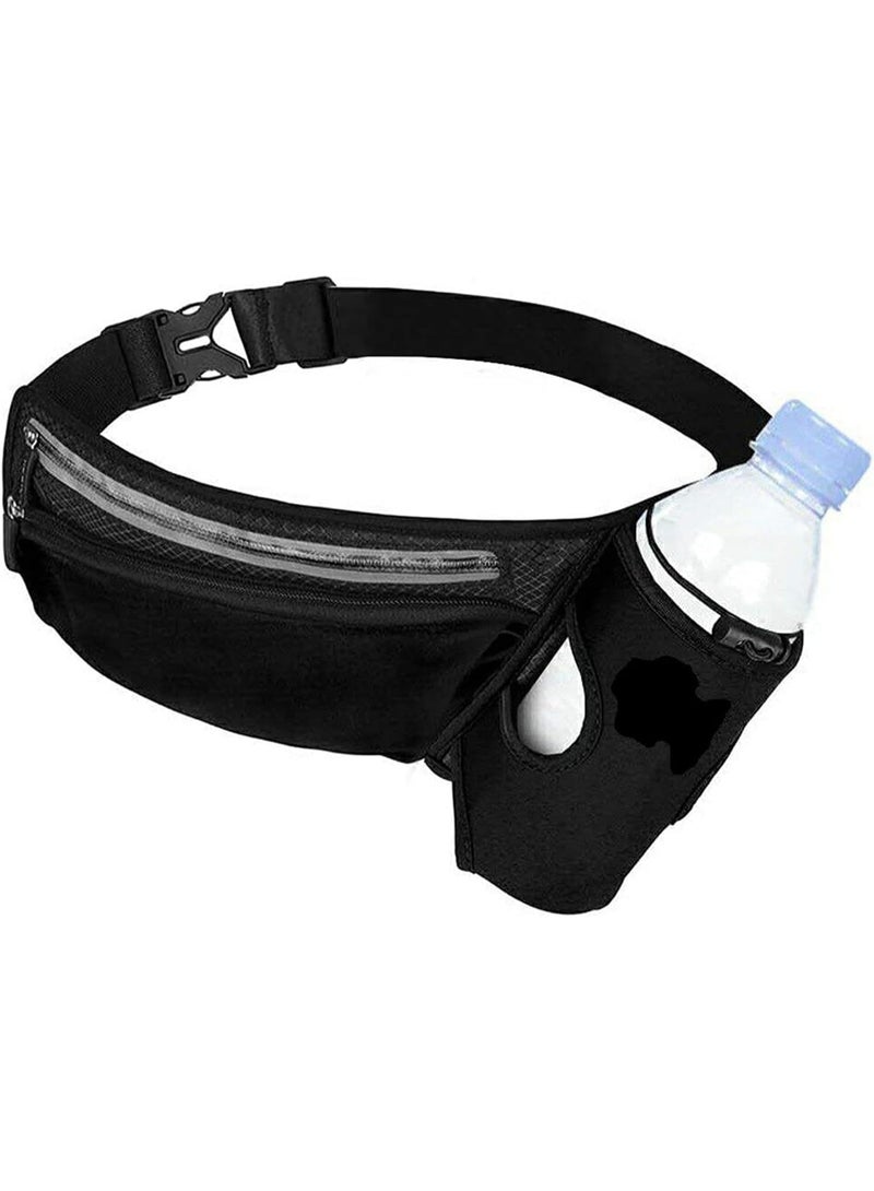 ChicAbode Running Waist Pack with Water Bottle Holder, Reflective Jogging Belt with Zipper Pockets and Headphone Hole, Adjustable Waterproof Waist Bag for Men and Women, for Fitness, Hiking, Training - Image 1