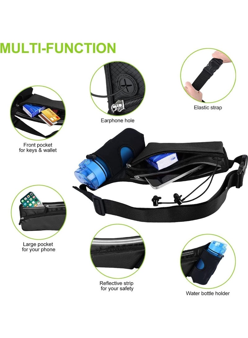 ChicAbode Running Waist Pack with Water Bottle Holder, Reflective Jogging Belt with Zipper Pockets and Headphone Hole, Adjustable Waterproof Waist Bag for Men and Women, for Fitness, Hiking, Training - Image 5