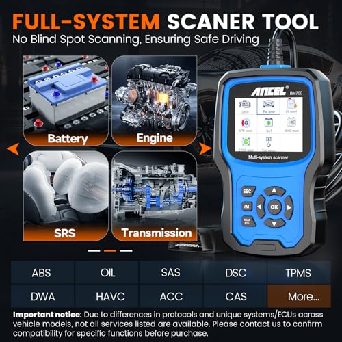 Ancel Ancel BM700 Fit for BMW OBD2 Scanner - Full System Diagnostic Scan Tool with All Reset Services, Battery Registration Tool for BMW Mini Cooper Code Reader, Enhanced CBS Reset/Correct, EGS, CAS Reset - Image 3