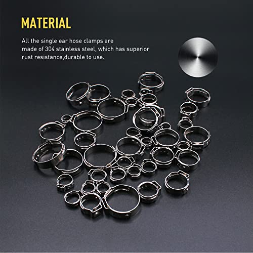 Trivd Frol 150Pcs 304 Stainless Steel Single Ear Hose Clamp with Ear Clamp Pincer, 6-23.5mm Crimp Hose Clamp Assortment Kit Cinch Rings Crimp Pinch Tools Perfect for Automotive, Home Appliance Line and Plumbing - Image 3