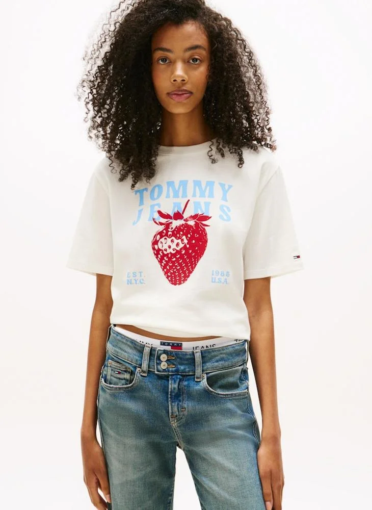 TOMMY JEANS Strawberry Printed Crew Neck T-sgirt