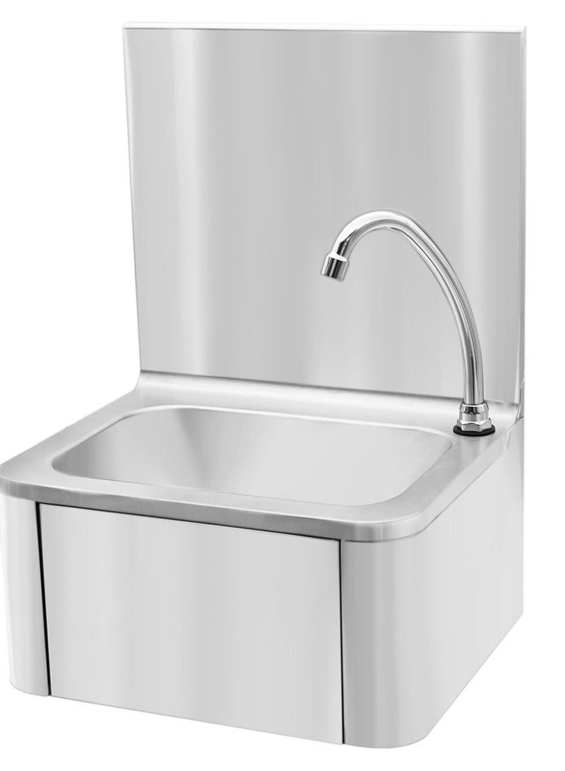 Grace Commercial Kitchen Knee Operated Hand Wash Sink Stainless Steel Kitchen Basin Hand Free Catering Includes Tap and Backsplash - Image 4