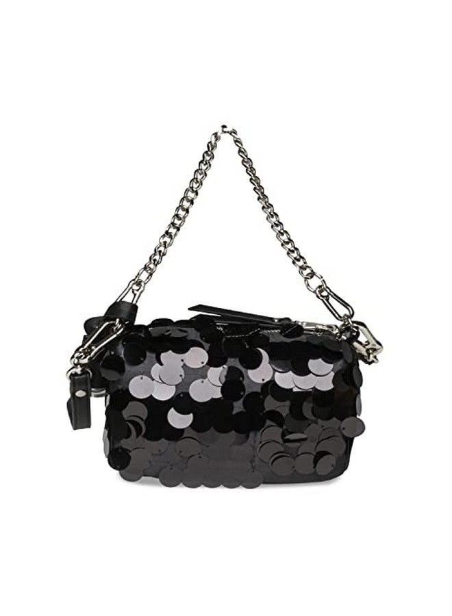 STEVE MADDEN حقيبة نوبليب الصغيرة المزينة بالترتر باللون الأسود  - Image 3